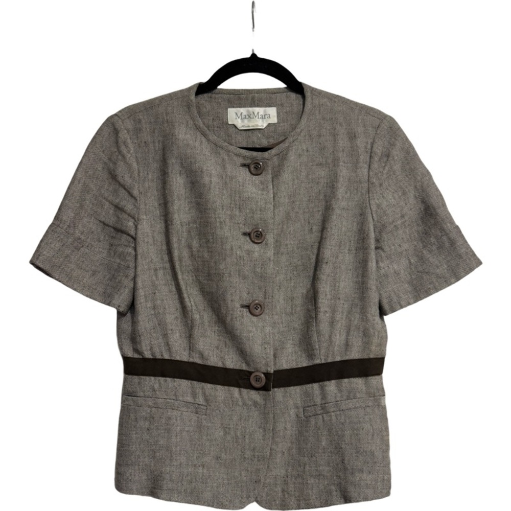MaxMara Gray/Brown Tailored Blazer with Kimono Sleeves